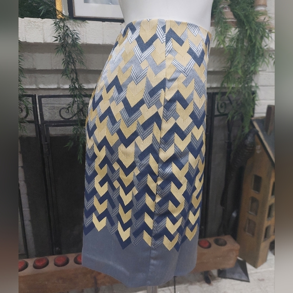 Max Sudio Chambray Jacquard Pencil Modern Career Skirt  Women's Size 8 - Picture 3 of 7